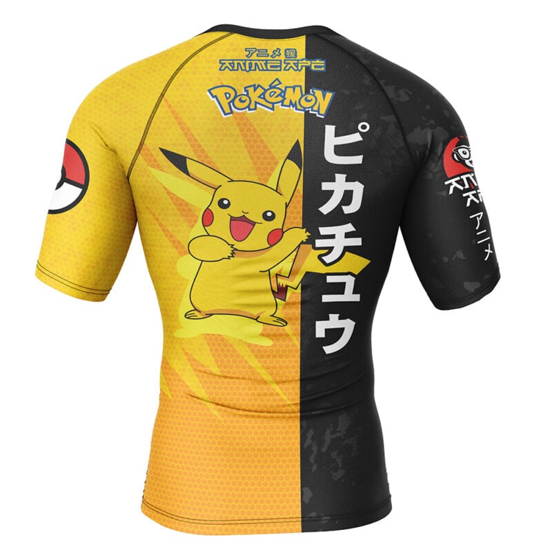 Pikachu Attack Pokemon Short Sleeve Rash Guard Compression Shirt - Image 2