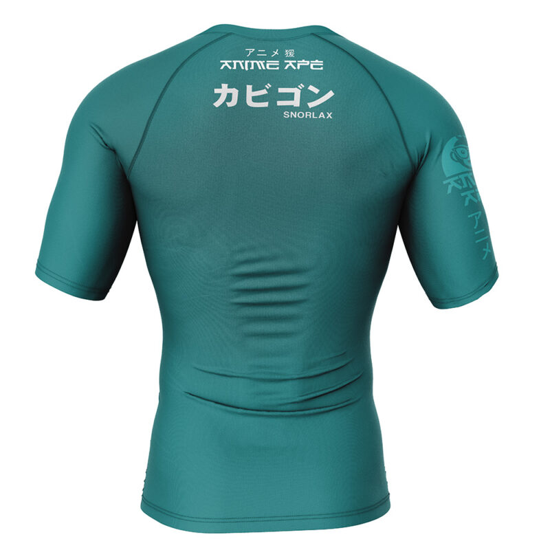Sleepy Giant Snorlax Pokemon Short Sleeve Rash Guard Compression Shirt - Image 2
