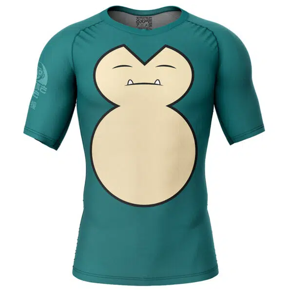 Sleepy Giant Snorlax Pokemon Short Sleeve Rash Guard Compression Shirt