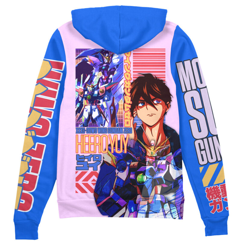 Heero Yuya x Wing Zero Gundam Wing Endless Waltz Streetwear Zip Hoodie Jacket
