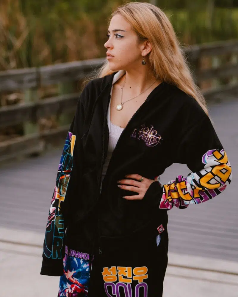 Sung Jinwoo Solo Leveling Streetwear Zip Hoodie Jacket - Image 3
