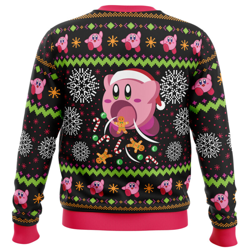 Cute Pink Hungry Kirby's Dream Land Ugly Christmas Sweater - Image 2