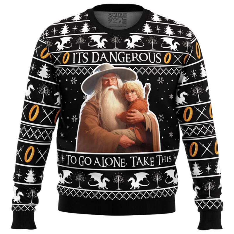 It's Dangerous to go Alone Lord of the Rings Ugly Christmas Sweater