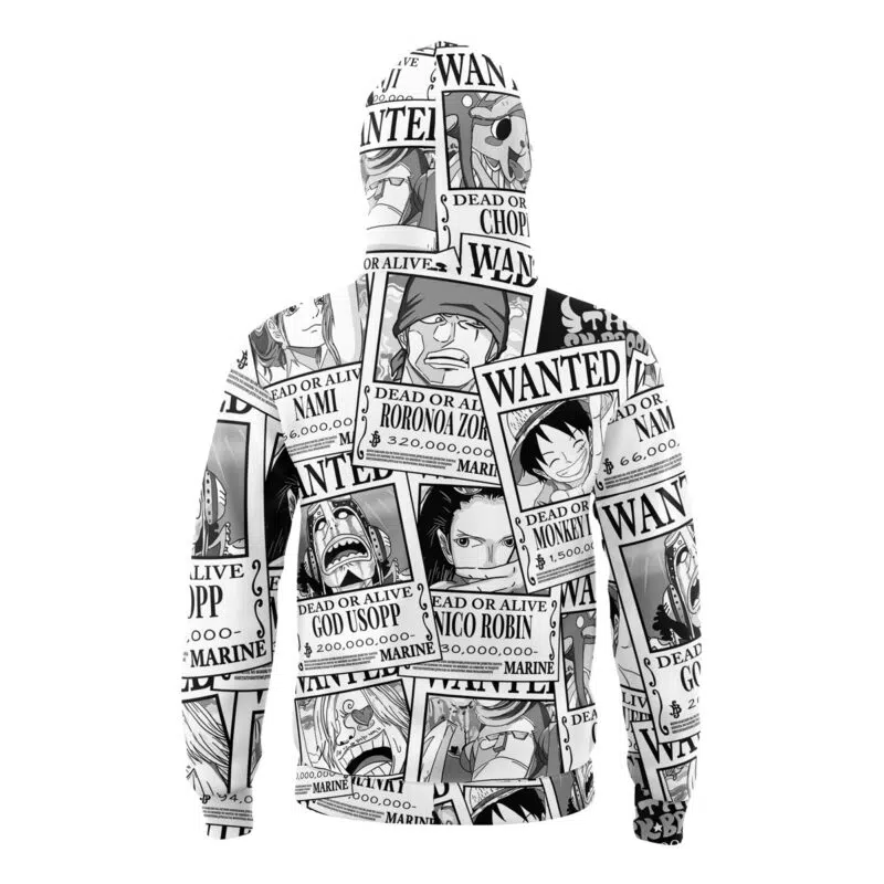 Aloha Strawhat Wanted Pattern One Piece Masked Hoodie - Image 2