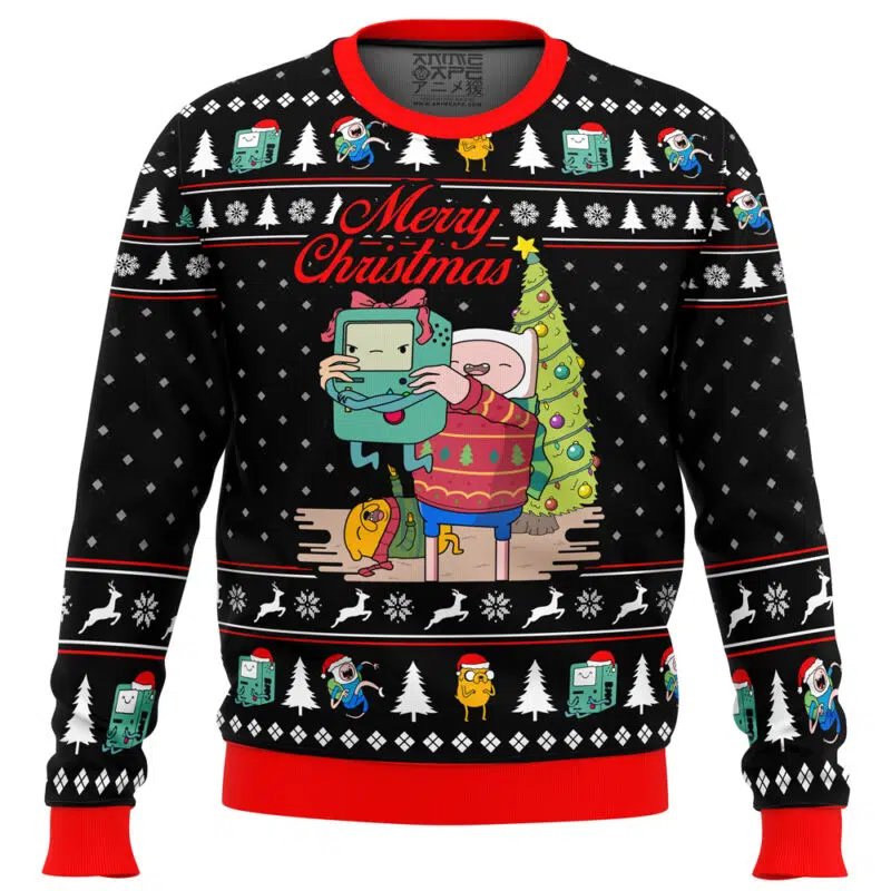 Merry Christmas BMO Finn Aventure Time Ugly Christmas Sweater