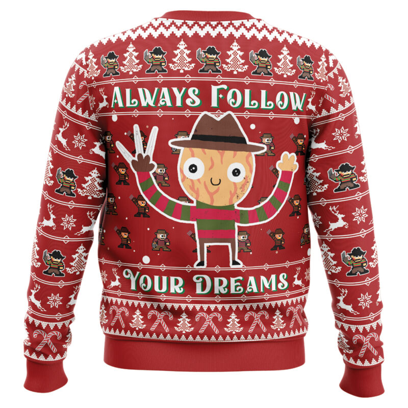 Follow Your Dreams Nightmare on Elm Street Ugly Christmas Sweater - Image 2