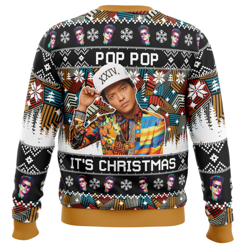 Pop Pop It's Christmas Bruno Mars Ugly Christmas Sweater - Image 2