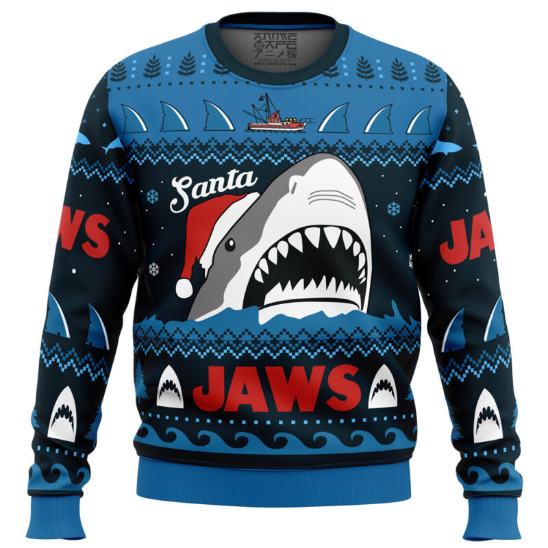 Santa Jaws Jaws Ugly Christmas Sweater Ugly Christmas Sweater