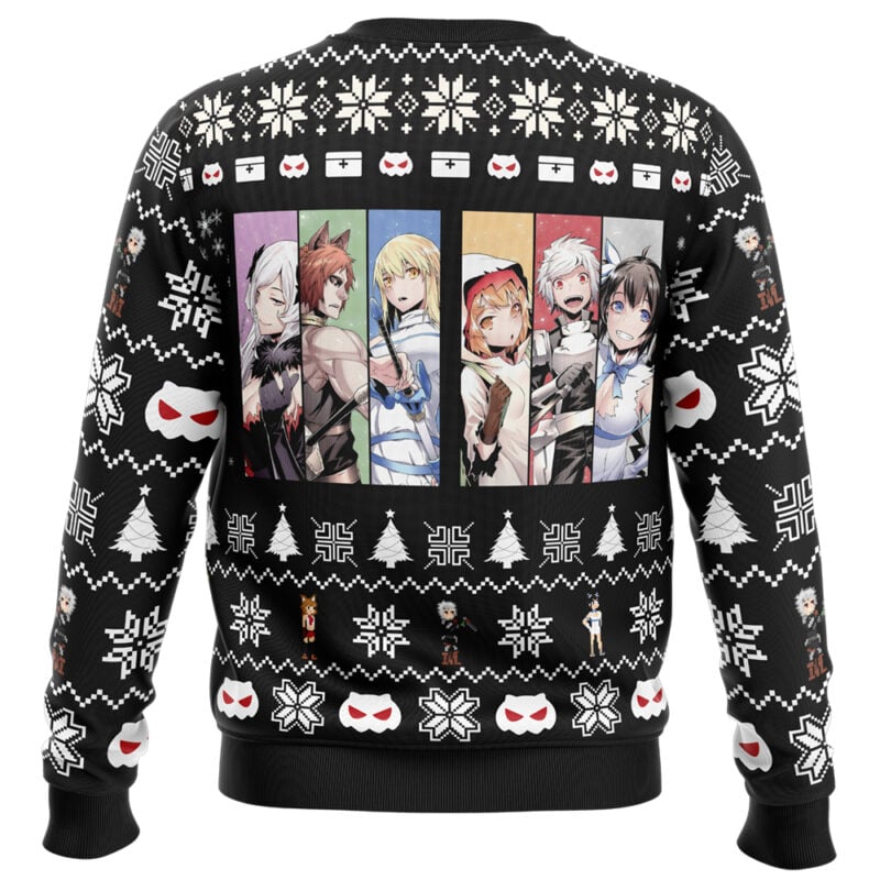 Is It Wrong To Try To Pick Up Girls DanMachi Ugly Christmas Sweater - Image 2