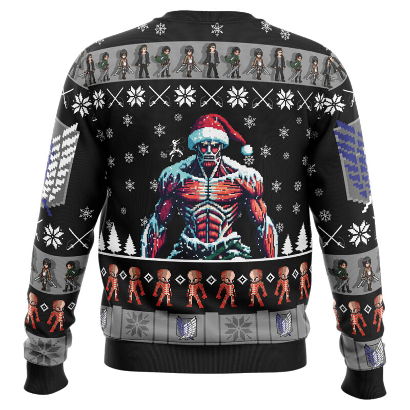 Merry Colossal Christmas Attack On Titan Ugly Christmas Sweater - Image 2