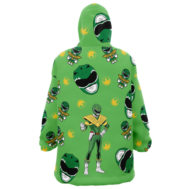 Green Ranger Pattern Mighty Morphin Power Rangers Snug Oversized Blanket Hoodie - Image 3