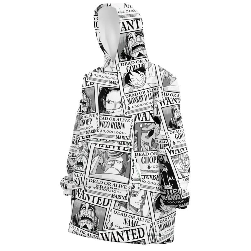 Straw Hat Wanted Pattern One Piece Snug Oversized Blanket Hoodie - Image 3