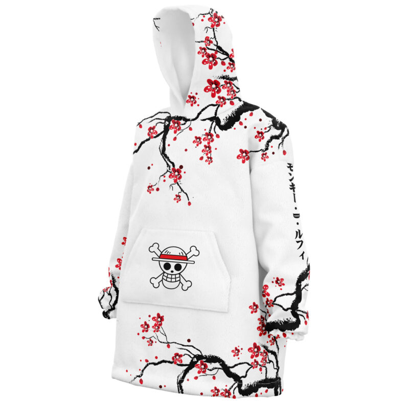 Luffy Gear 5 Cherry Blossom One Piece Snug Oversized Blanket Hoodie - Image 3