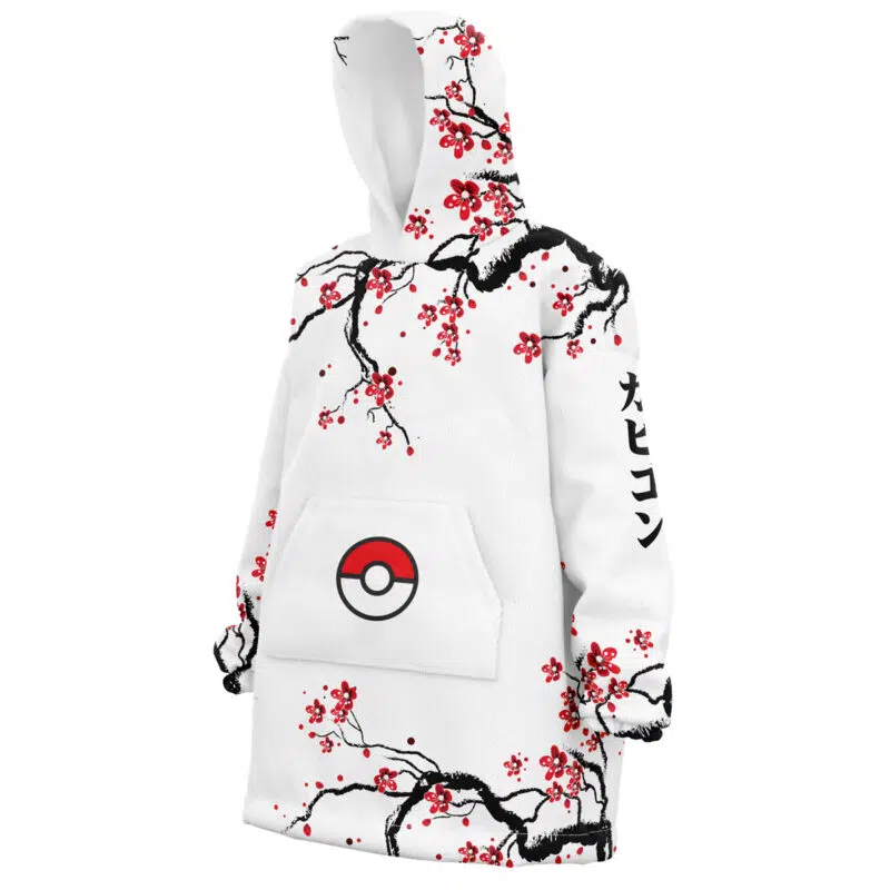 Snorlax Cherry Blossom Pokemon Snug Oversized Blanket Hoodie - Image 3
