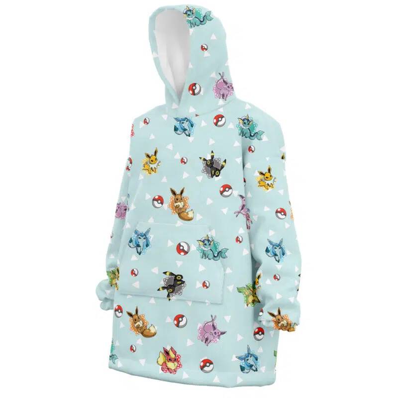 Eeveelutions Pattern Pokemon Snug Oversized Blanket Hoodie - Image 3
