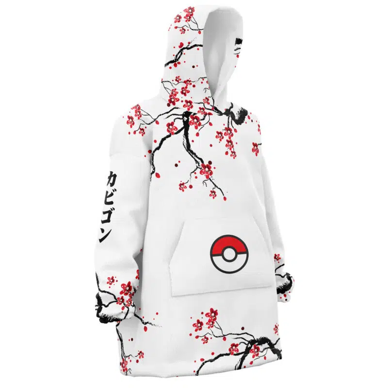 Snorlax Cherry Blossom Pokemon Snug Oversized Blanket Hoodie - Image 2