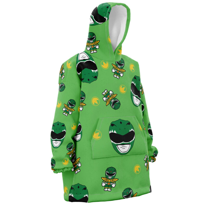 Green Ranger Pattern Mighty Morphin Power Rangers Snug Oversized Blanket Hoodie