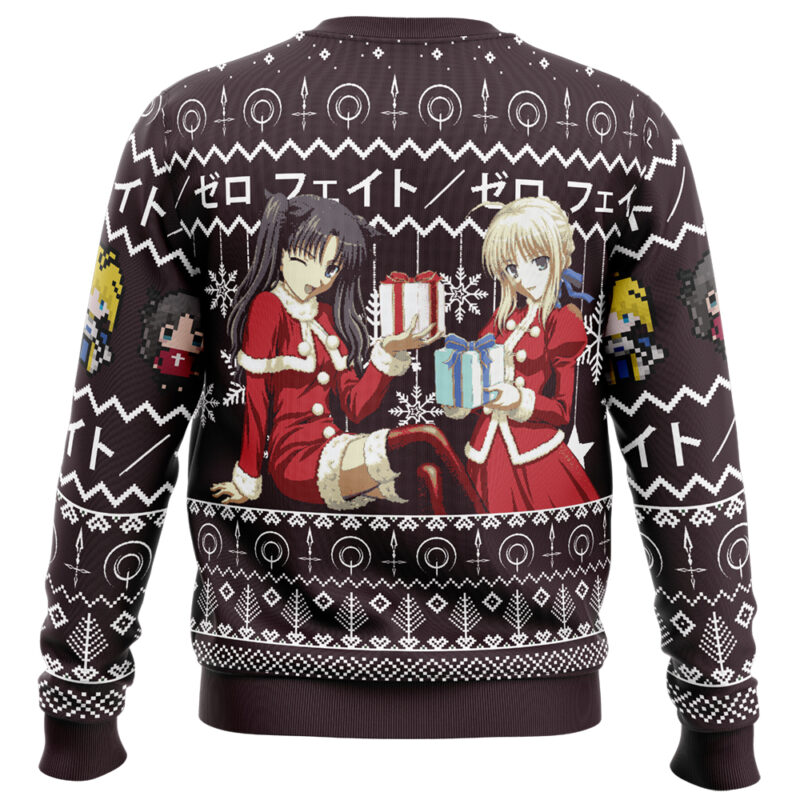 Rin and Saber Santa Fate Zero Ugly Christmas Sweater - Image 2