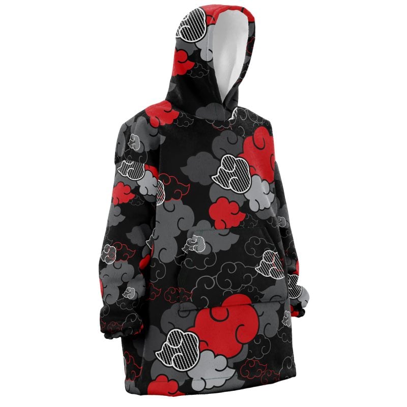 Black Aloha Pattern Akatsuki Naruto Snug Oversized Blanket Hoodie