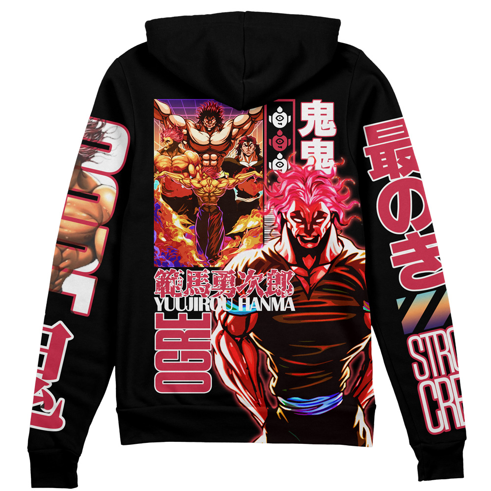Yuujirou Hanma Baki Streetwear Zip Hoodie Jacket Anime Ape Yuujirou Hanma Baki Streetwear Zip Hoodie Jacket Anime Ape