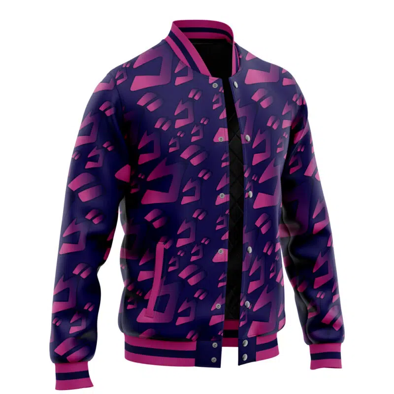 Menacing Aura Pattern Jojo's Bizarre Adventure Varsity Jacket - Image 2