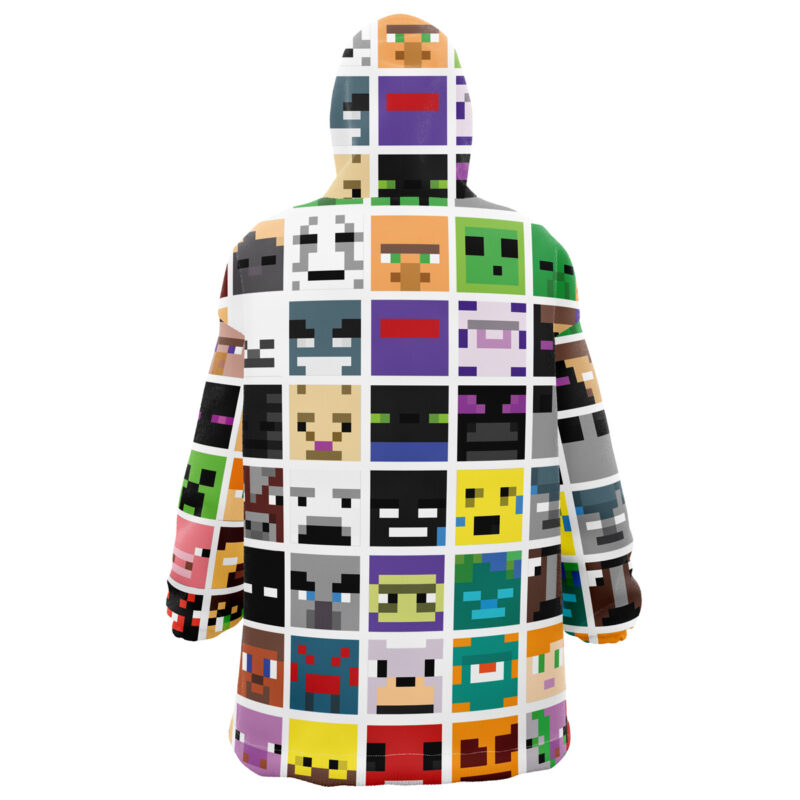 Block Faces Pattern Minecraft Snug Oversized Blanket Hoodie - Image 3