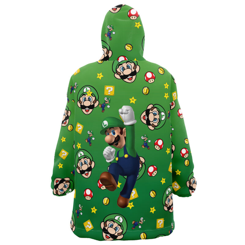 Luigi Mario Bros Pattern Nintendo Snug Oversized Blanket Hoodie