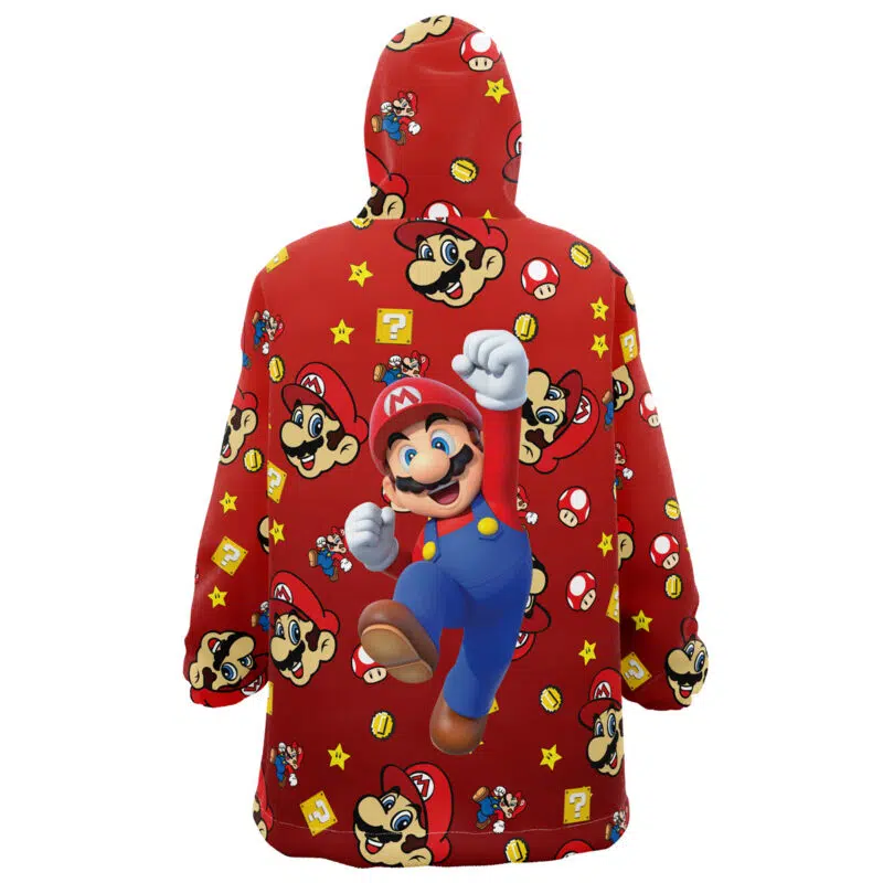 Mario Bros Pattern Mario Bros Nintendo Snug Oversized Blanket Hoodie