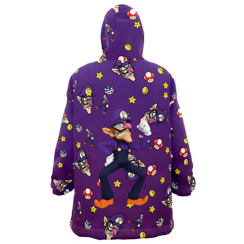 Waluigi Pattern Mario Bros Nintendo Snug Oversized Blanket Hoodie