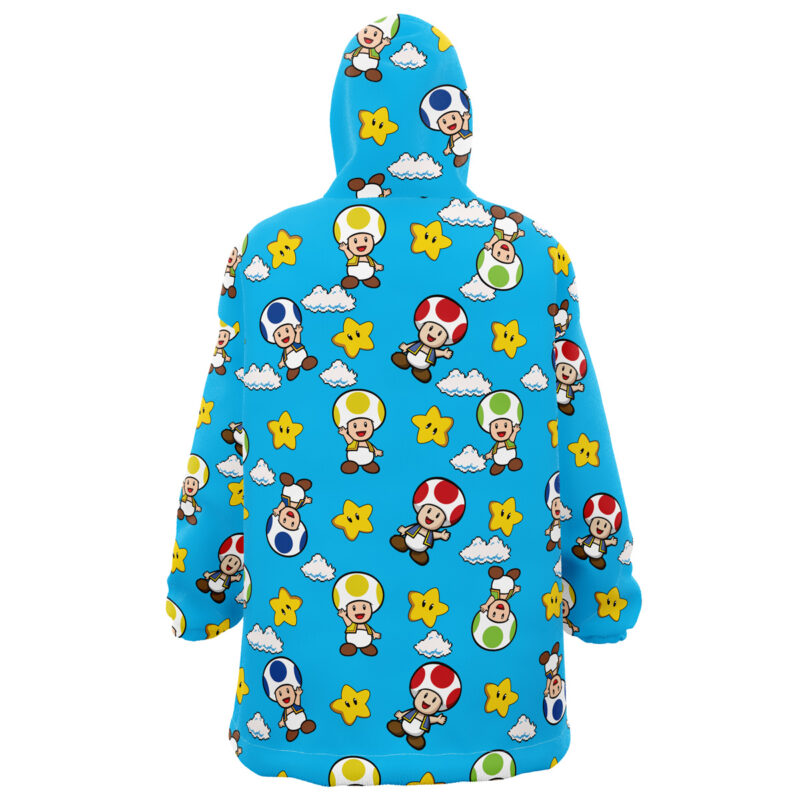 Toad Pattern Mario Bros Nintendo Snug Oversized Blanket Hoodie - Image 3