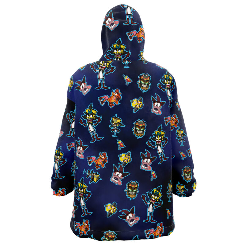 Crash and Dr. Neo Pattern Crash Bandicoot Snug Oversized Blanket Hoodie - Image 3
