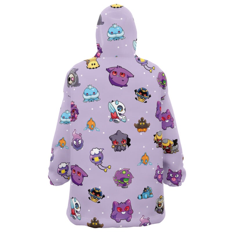 Chibi Ghost Pokemon Pattern Snug Oversized Blanket Hoodie - Image 2