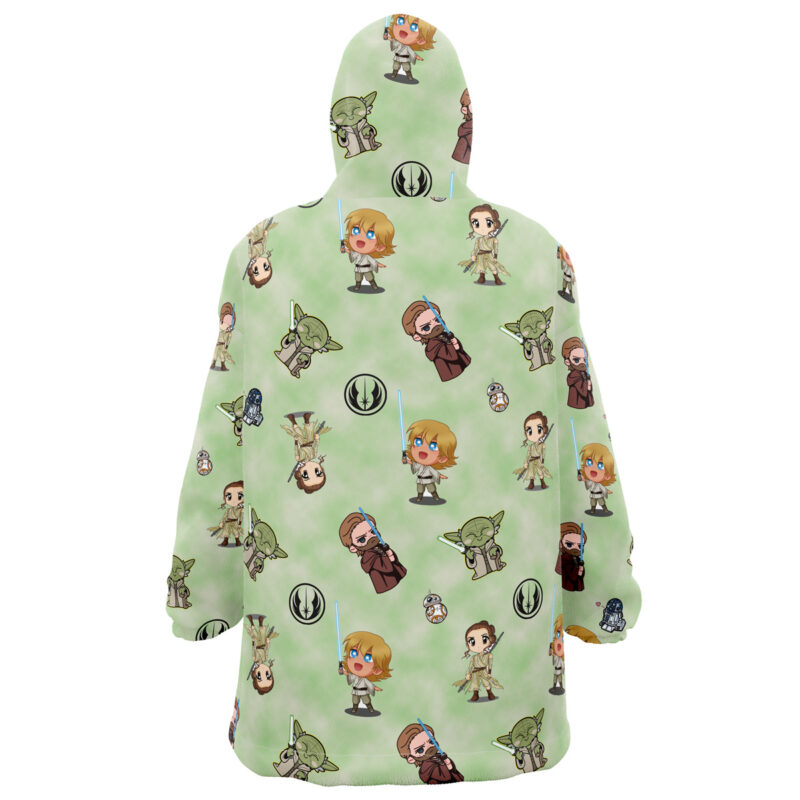 Chibi Jedi Masters Pattern Star Wars Snug Oversized Blanket Hoodie - Image 3