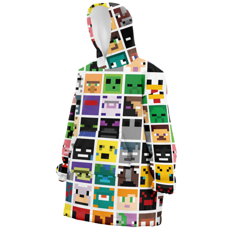 Block Faces Pattern Minecraft Snug Oversized Blanket Hoodie - Image 2