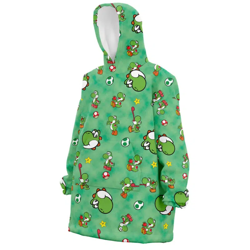 Yoshi Pattern Super Mario Nintendo Snug Oversized Blanket Hoodie