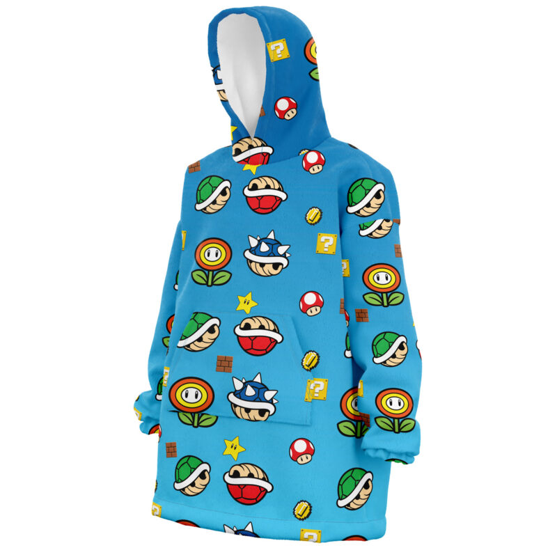 Mario Bros Items Pattern Nintendo Snug Oversized Blanket Hoodie - Image 2