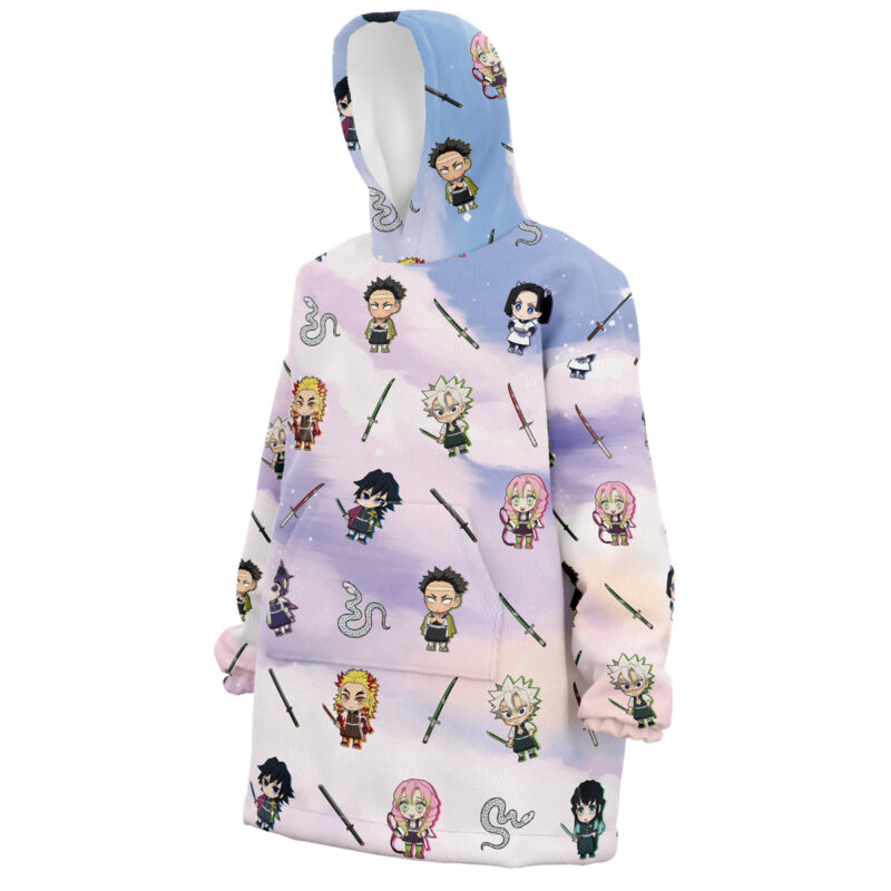 Chibi Hashira Pattern Demon Slayer Snug Oversized Blanket Hoodie - Image 3