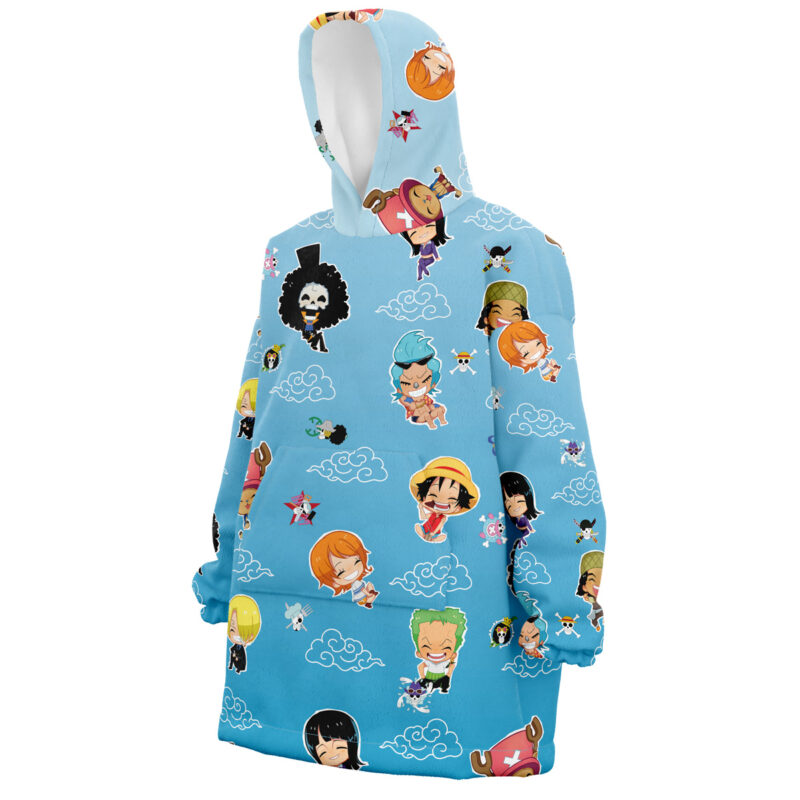 Chibi Straw Hat Crew Pattern One Piece Snug Oversized Blanket Hoodie - Image 2