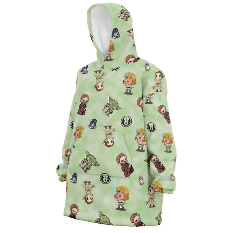 Chibi Jedi Masters Pattern Star Wars Snug Oversized Blanket Hoodie - Image 2