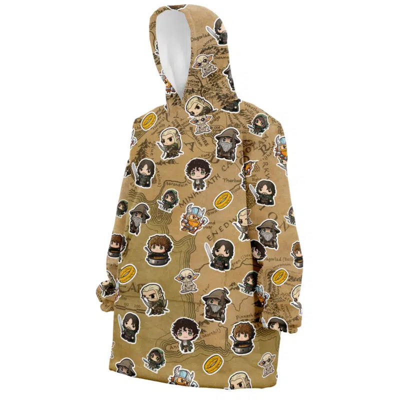 Chibi The Fellowship of the Ring Pattern The Lord Of The Ring Snug Oversized Blanket Hoodie