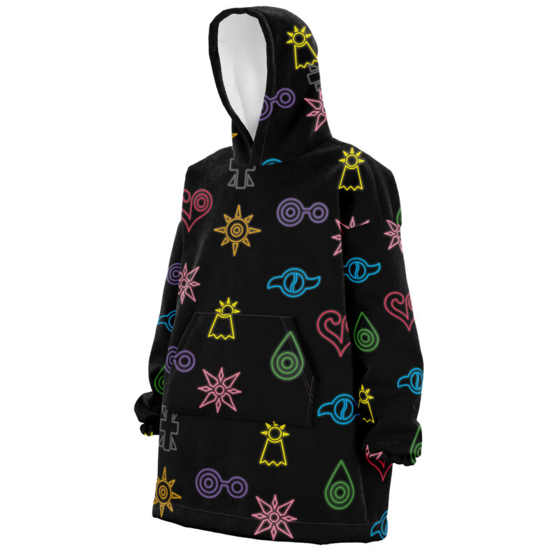 Crest Symbols Digimon Pattern Snug Oversized Blanket Hoodie
