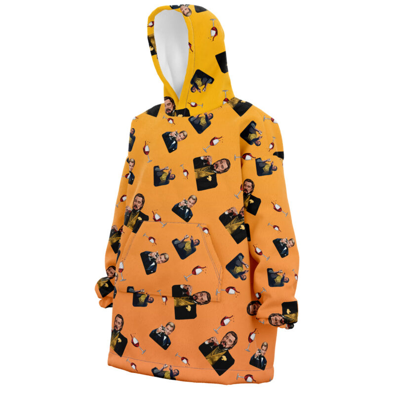 Leonardo DiCaprio Meme Pattern Snug Oversized Blanket Hoodie - Image 3