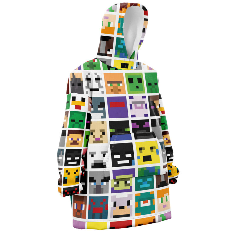 Block Faces Pattern Minecraft Snug Oversized Blanket Hoodie