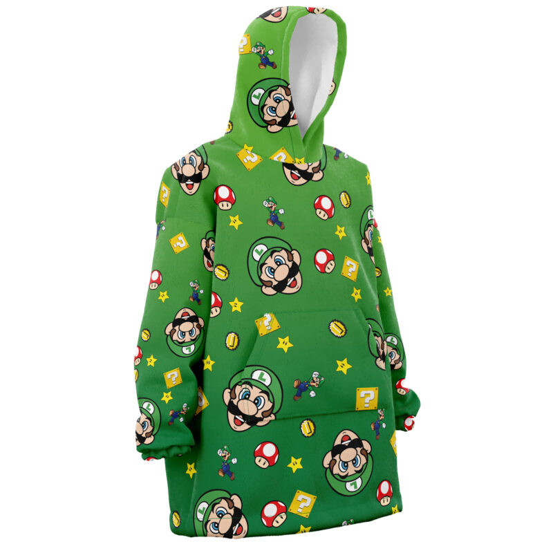 Luigi Mario Bros Pattern Nintendo Snug Oversized Blanket Hoodie - Image 3