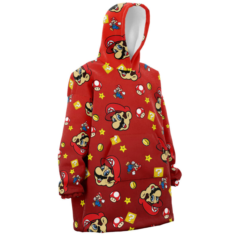 Mario Bros Pattern Mario Bros Nintendo Snug Oversized Blanket Hoodie - Image 3