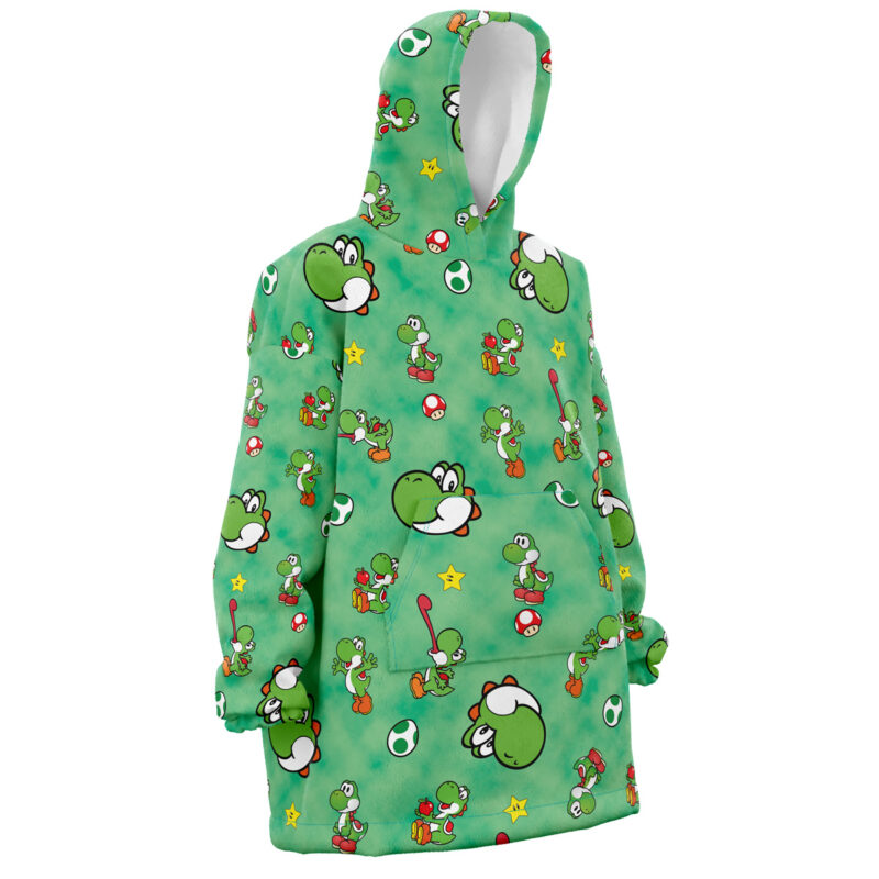 Yoshi Pattern Mario Bros Nintendo Snug Oversized Blanket Hoodie - Image 3