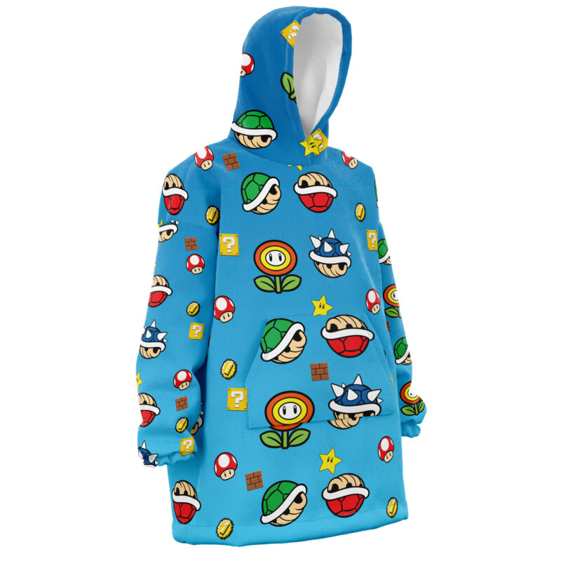 Super Mario Items Pattern Nintendo Snug Oversized Blanket Hoodie