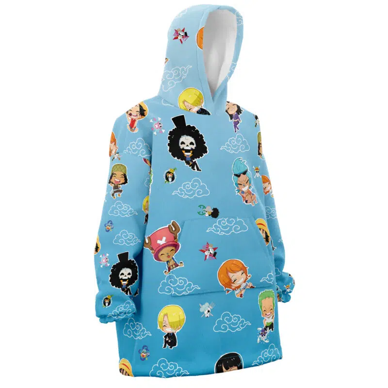 Chibi Straw Hat Pattern One Piece Snug Oversized Blanket Hoodie