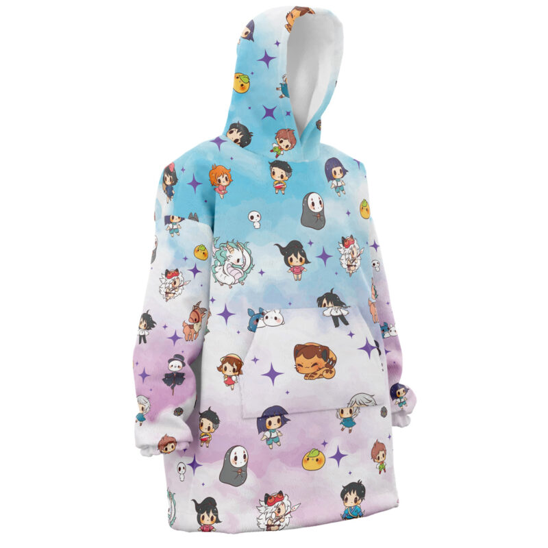 Chibi Ghibli Pattern Snug Oversized Blanket Hoodie