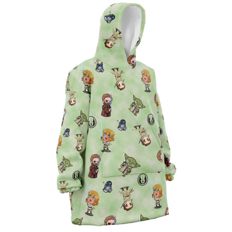 Chibi Jedi Masters Pattern Star Wars Snug Oversized Blanket Hoodie